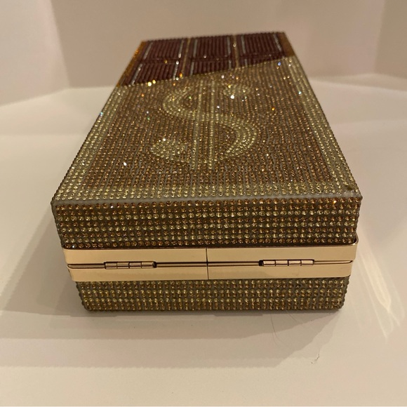 Vegan Dollar Sign Rhinestone Clutch NWT - Picture 3 of 10